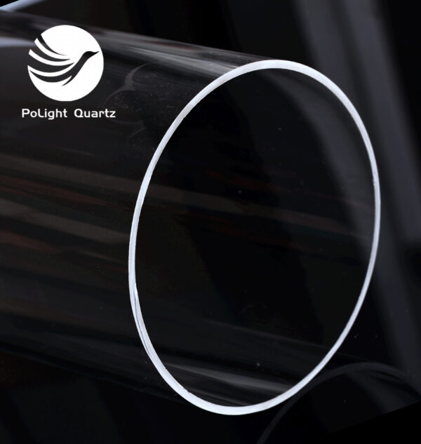 Large diameter clear quartz glass tube with open ends fire polished